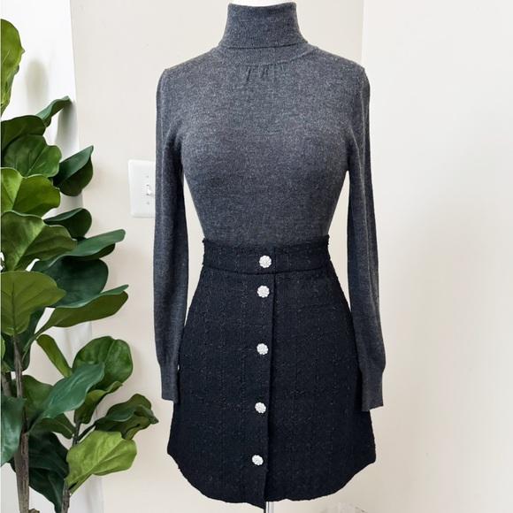 Black tweed Mini Skirt - Picture 3 of 14